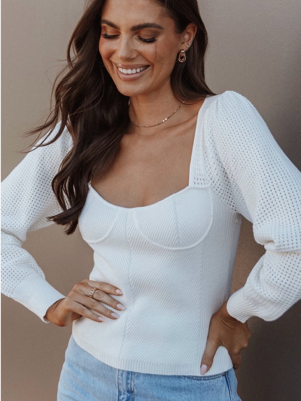 Petal & Pup NWT NEW Madalyn Rib Sweater Top Blouse White Size 12